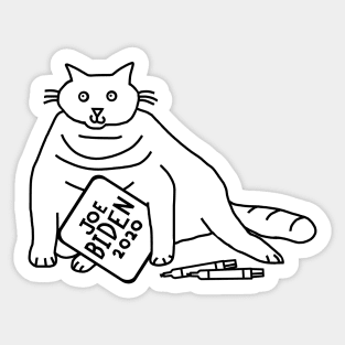 Chonky Cat with Joe Biden Sign Outline Sticker